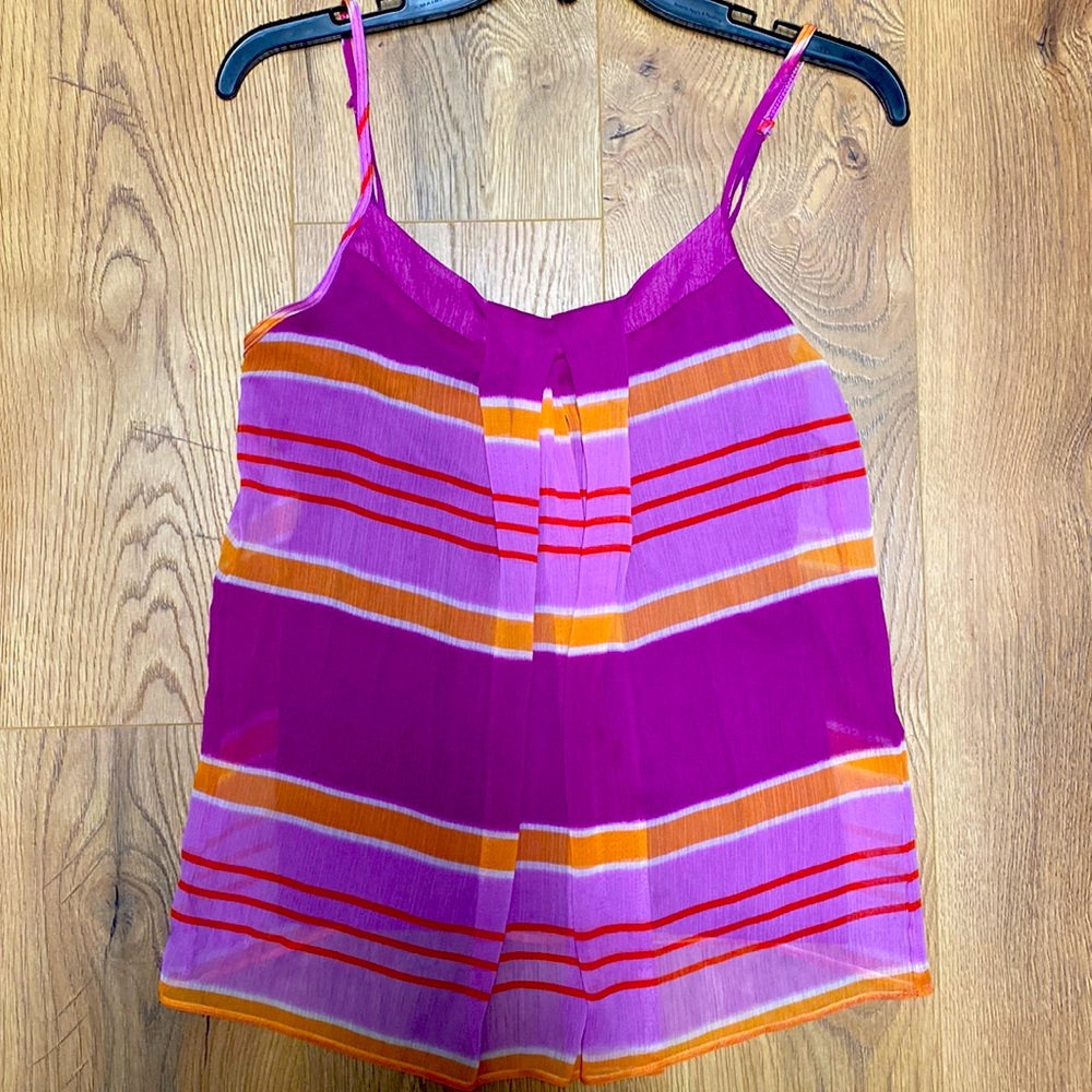 New York & Co purple, pink and orange lined tank top
